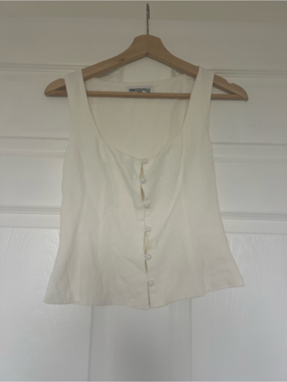 Princess Polly Spirito Vest top Button-Down Scoop Neck Tank linen size 2